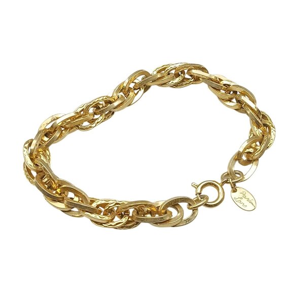 Gold-Tone Park Lane Twisted Chain Bracelet with Etched Links and Chunky Style - Picture 2 of 4